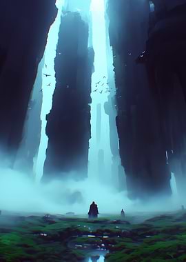 Mystical Canyon Landscape with Figures
