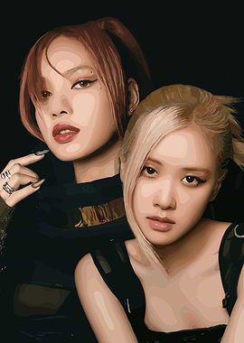 Lisa and Rosé Portrait Digital Art