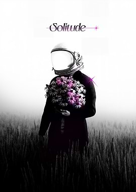 Astronaut with Flowers in Field