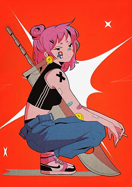 Pink-haired Anime Girl with Sword