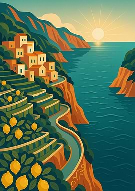 Coastal Italian Village with Lemon Groves
