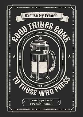 French Press Coffee Vintage Poster
