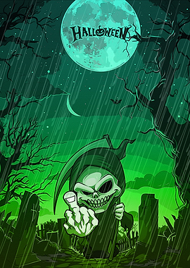 Halloween Grim Reaper Pixel Art