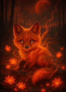 Fiery Fox Cub Enchanted Forest