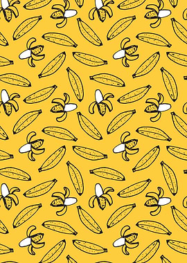Banana Pattern on Yellow Background