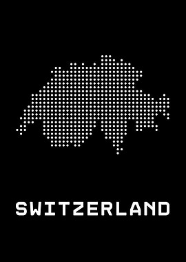 Switzerland Map Dotted Black and White
