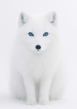 Arctic Fox Portrait with Blue Eyes