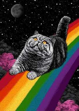 Cat on Rainbow Bridge in Space