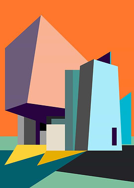 Abstract Geometric Building Illustration