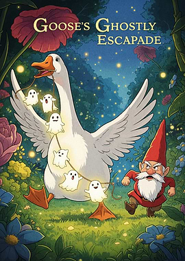 Goose's Ghostly Escapade Illustration - Untitled Goose Game