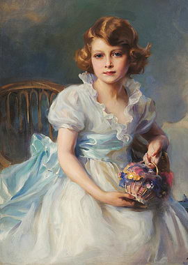 Young Girl with Flowers Portrait Painting