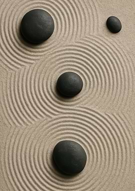 Zen Garden with Stones and Sand