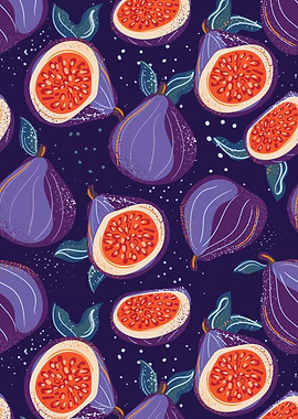 Fig Pattern on Dark Blue Background