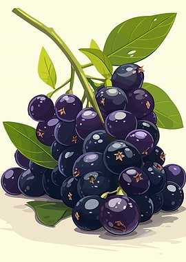 Stylized Bunch of Dark Purple Berries