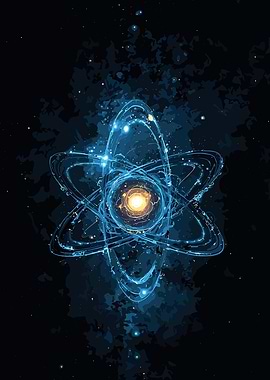 Glowing Blue Atom Structure Illustration