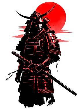 Samurai Warrior with Rising Sun