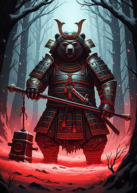 Samurai Bear in Forest