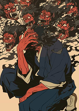 Japanese Demon Torment Illustration