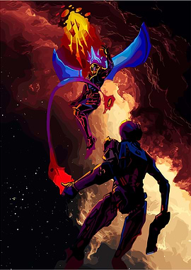 Anime-style Space Battle Illustration