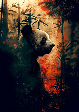 Panda in Bamboo Forest Art