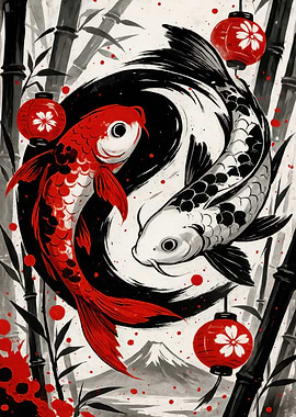 Yin Yang Koi Fish Art