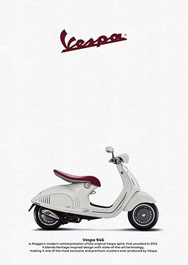 Vespa 946 Scooter on White Background