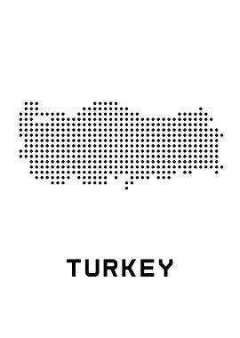 Turkey Map Dotted Black and White