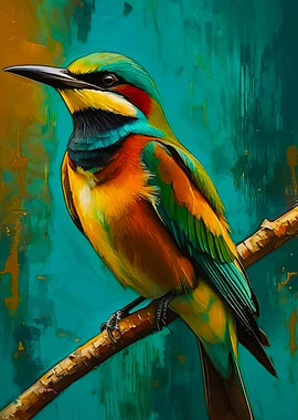 Bee-eater Bird on Branch Painting