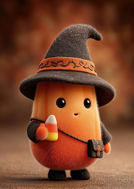 Cute Pumpkin Witch with Candy Corn