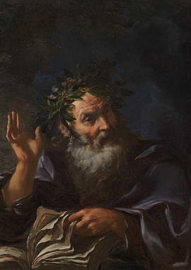 Old Man with Laurel Wreath Painting