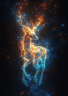 Glowing Deer in Cosmic Space