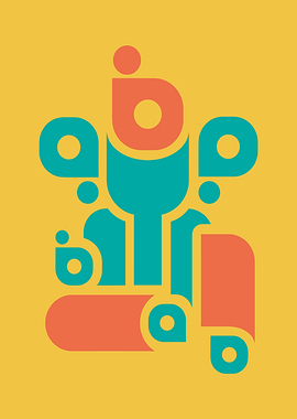 Abstract Geometric Composition in Teal and Orange