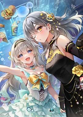 Girls with Food and Star Motifs