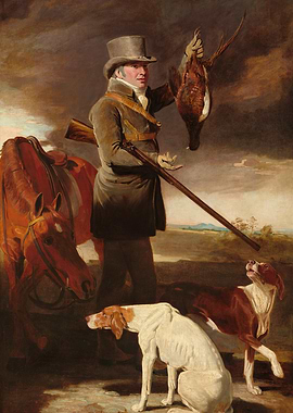 Hunter with Horse, Dogs, and Bird