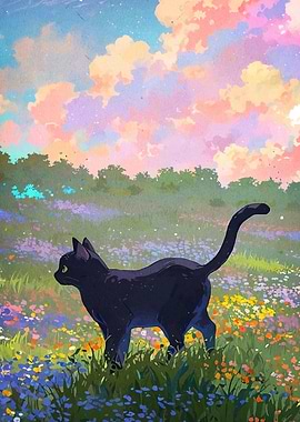 Cat Flower Field