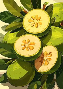 Green Guava Fruit Illustration