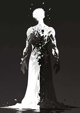 Monochrome Figure with Splatter Effect