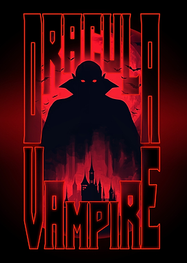 Dracula Vampire Silhouette with Castle