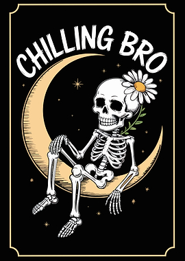 Chilling Bro Skeleton on Moon