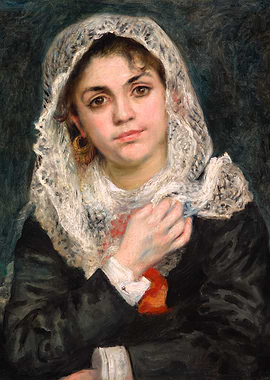 Young Woman with Lace Kerchief Painting