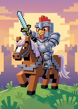 Minecraft Chicken Knight on Horseback