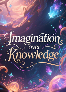 Science Quote: Imagination over Knowledge in Fantasy Background