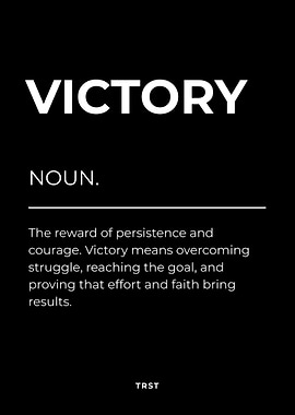 Victory – Minimalist Black & White Motivational Definition Wall Art
