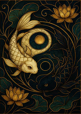 Yin Yang Koi Fish Art