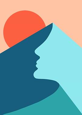 Minimalist Desert Landscape with Face Profile