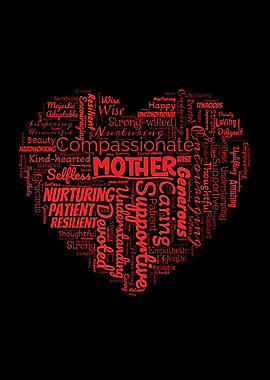 Mother's Love Word Art Heart