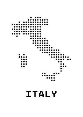 Italy Map Dotted Black and White
