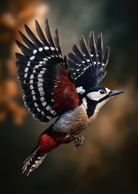 Great Spotted Woodpecker in Flight