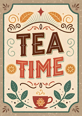 Tea Time Vintage Style Illustration