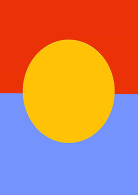 Abstract Color Block with Yellow Circle